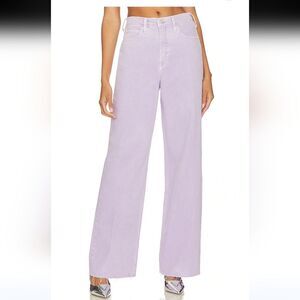 FRAME Le High N Tight Wide Leg Jeans Washed Lilac Lavender Raw Hem Size 30
